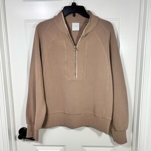 Varley Cortina Half Zip Ribbed Pullover Women’s M Brown